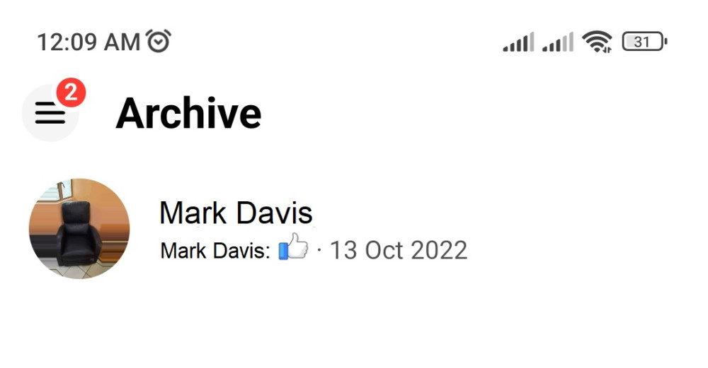 Archived message on Messenger